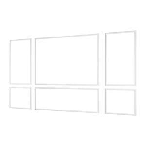 Wall Molding 3 Pack, Wainscoting Panels Kit, Lightweight Paintable Polystyrene, Easy to Install Accent Wall Trim for Interior Décor Living Room, Bedroom, Home, White (23x56.3 + 23x23 in)