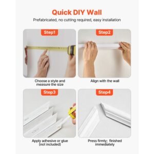 wall molding 3 pack, wainscoting panels kit, lightweight paintable polystyrene, easy to install accent wall trim for interior décor living room, bedroom, home, white (31x63 + 31x24 in)