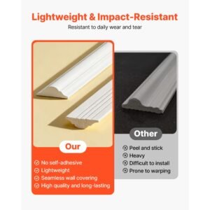 wall molding 3 pack, wainscoting panels kit, lightweight paintable polystyrene, easy to install, waterproof accent wide profile trim for interior living room, bedroom,white (24x54 + 24x24 in)