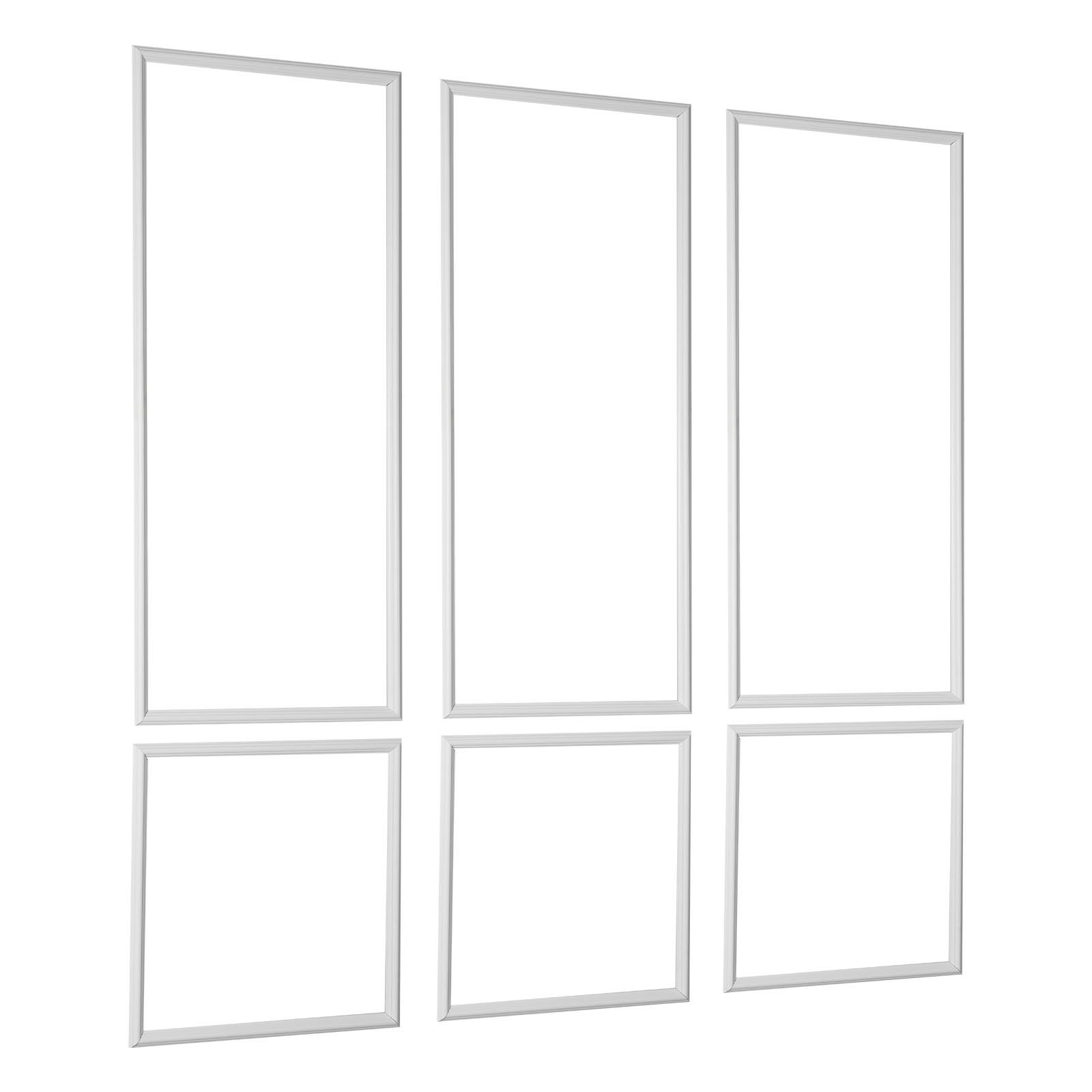 wall molding 3 pack, wainscoting panels kit, lightweight paintable polystyrene, easy to install, waterproof accent wide profile trim for interior living room, bedroom,white (24x54 + 24x24 in)