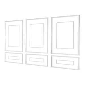 Wall Molding 3 Pack, Wainscoting Panels Kit with Dual-Line Wide & Narrow Profile, Lightweight Paintable Polystyrene, Easy to Install Accent Wall Trim for Interior Living Room, Bedroom,White