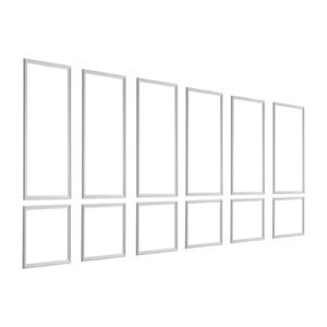 Wall Molding 6 Pack, Wainscoting Panels Kit, Lightweight Paintable Polystyrene, Easy to Install, Waterproof Accent Wall Trim for Interior Décor Living Room, Bedroom, White (24x54 + 24x24 in)