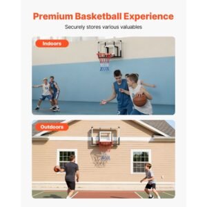 wall mount basketball hoop, 44 inch pc backboard mounted basketball hoop outdoor with solid steel, 0.08 inch thickened backboard, thickened woven nylon basketballs net, indoor & outdoor use