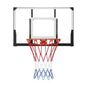 wall mount basketball hoop, 44 inch pc backboard mounted basketball hoop outdoor with solid steel, 0.08 inch thickened backboard, thickened woven nylon basketballs net, indoor & outdoor use