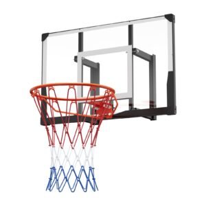 wall mount basketball hoop, 44 inch pc backboard mounted basketball hoop outdoor with solid steel, 0.08 inch thickened backboard, thickened woven nylon basketballs net, indoor & outdoor use