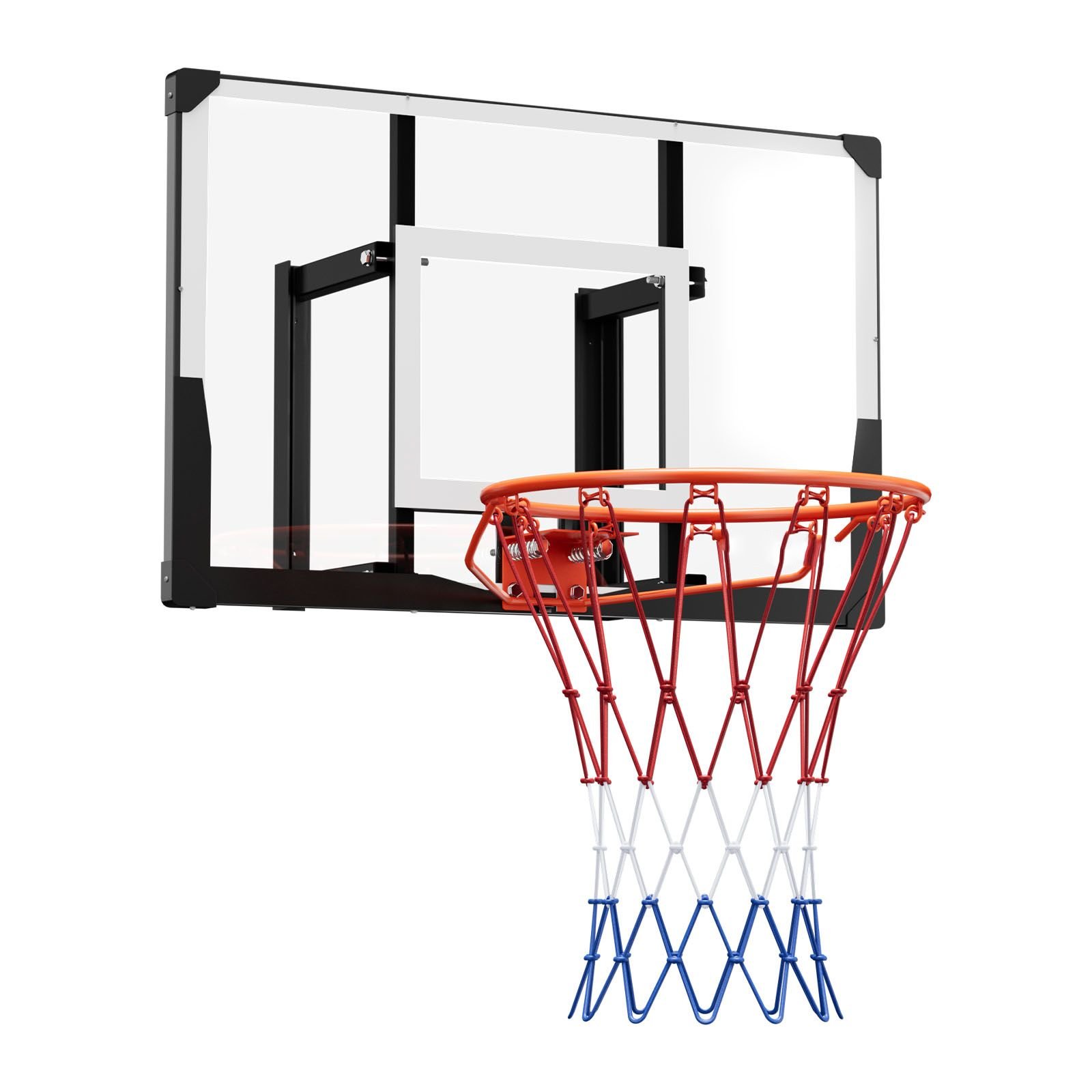 wall mount basketball hoop, 44 inch pc backboard mounted basketball hoop outdoor with solid steel, 0.08 inch thickened backboard, thickened woven nylon basketballs net, indoor & outdoor use