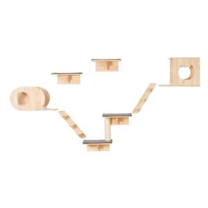 Wall Mounted Cat Shelves, Cat Wall Shelves and Perches with Jumping Boards, Cat Beds, Hammocks & Cat Tree, Cat Furniture and Shelves up to 40 lbs for Sleeping, Playing, Climbing, Set of 7