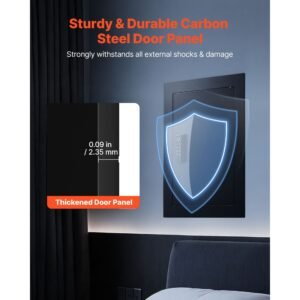 wall safe, 3 tier hidden wall safe with fingerprint, password, key & turning knob, q235 cold rolled steel in wall box with adjustable shelves & key holders for money, jewelry, passport, document