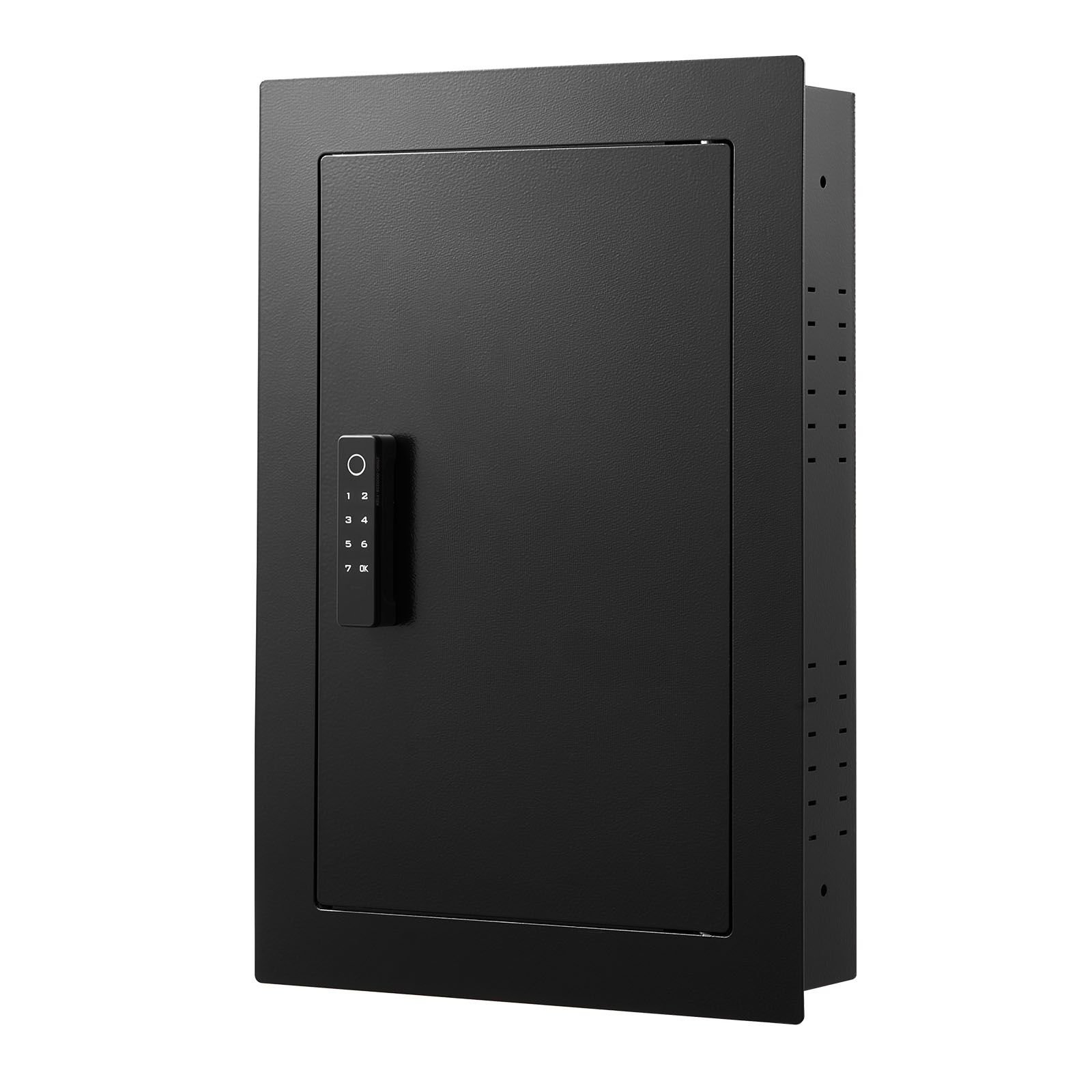 wall safe, 3 tier hidden wall safe with fingerprint, password, key & turning knob, q235 cold rolled steel in wall box with adjustable shelves & key holders for money, jewelry, passport, document