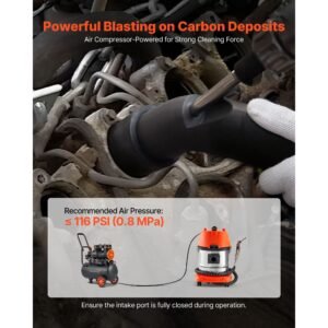 walnut blaster kit for carbon cleaning, 1200w sand blaster with built in vacuum, extension nozzle sandblaster gun, and 5.5lbs walnut shell for engine intake valve cleaning 13l