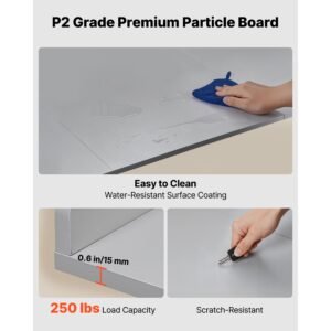 washer dryer countertop, 54 x 27.5 in wooden washer and dryer topper with edge & 2 hooks, water resistant laundry machine topper for laundry closet pantry counter organization and storage, gray