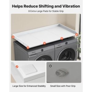 washer dryer countertop, 54 x 27.5 in wooden washer and dryer topper with edge & 2 hooks, water resistant laundry machine topper for laundry closet pantry counter organization and storage, white