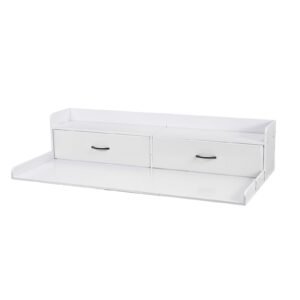 Washer Dryer Countertop with Shelf, 54 x 27.5 in Wooden Washer and Dryer Topper with 2 Drawers & 2 Hooks, Laundry Machine Topper for Laundry Closet Pantry Counter Organization and Storage, White