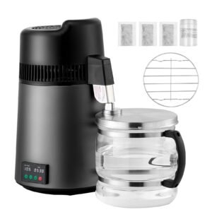 Water Distiller, 6L 1.6 Gallon Larger Pure Water Purifier Filter For Home Table Countertop, 900W Glass Pot Distilled Maker, Stainless Steel Interior Drinking Machine to Make Clean Waters