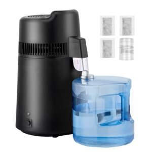 Water Distiller, 6L 1.6 Gallon Larger Pure Water Purifier Filter For Home Table Countertop, 900W Plastic Distilled Maker, Stainless Steel Interior Drinking Machine to Make Clean Waters, Black