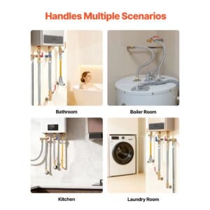 water heater kit, push fit valve flexible water heater connector with 3/4" fip x 1/2" ptc ball valve, stainless steel braided waters heaters supply line for bathroom, kitchen, laundry room