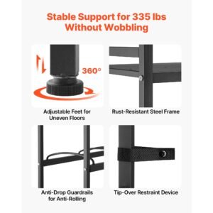 water jug holder, 3 tiers 4 rows 3 and 5 gallon water bottle holder for 8 bottles, heavy duty jug rack organizer with storage shelf, angled design, for kitchen, office, living room, black