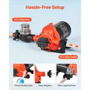 water pressure pump, 110v ac 4 gpm, 3 chamber on demand electric diaphragm water transfer pump, 45 psi max pressure, automatic pressure switch, for home kitchen garden irrigation car washing
