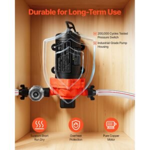 water pressure pump, 110v ac 4 gpm, 3 chamber on demand electric diaphragm water transfer pump, 45 psi max pressure, automatic pressure switch, for home kitchen garden irrigation car washing