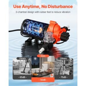 water pressure pump, 110v ac 4 gpm, 3 chamber on demand electric diaphragm water transfer pump, 45 psi max pressure, automatic pressure switch, for home kitchen garden irrigation car washing