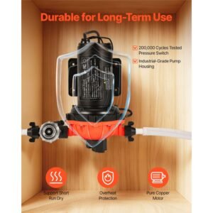water pressure pump, 110v ac 5 gpm, 5 chamber on demand electric diaphragm water transfer pump, 60 psi max pressure, automatic pressure switch, for home kitchen garden irrigation car washing