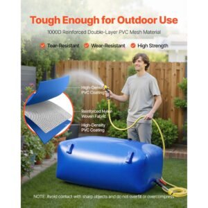 water storage bladder, 142.7 gal collapsible water storage bag, wear resistant 1000d pvc soft waters bag, leakproof camping tank containers for garden irrigation rv emergency use, blue