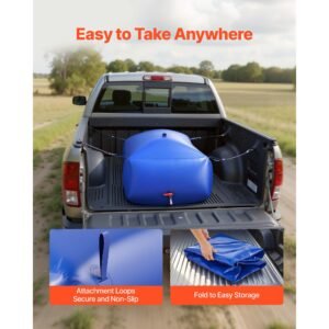 water storage bladder, 142.7 gal collapsible water storage bag, wear resistant 1000d pvc soft waters bag, leakproof camping tank containers for garden irrigation rv emergency use, blue