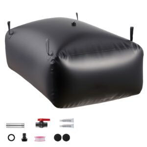 Water Storage Bladder, 264.2 Gal Collapsible Water Storage Bag, Wear-Resistant 1000D PVC Soft Waters Bag, Leakproof Camping Tank Containers for Garden Irrigation RV Emergency Use, Black