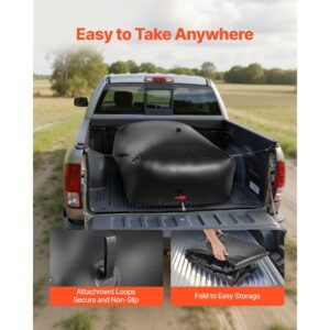 water storage bladder, 264.2 gal collapsible water storage bag, wear resistant 1000d pvc soft waters bag, leakproof camping tank containers for garden irrigation rv emergency use, black