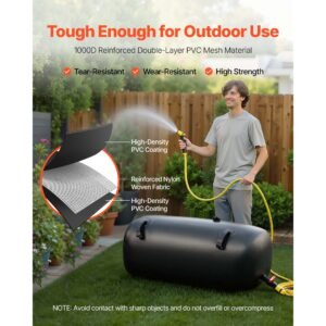 water storage bladder, 30 gal collapsible water storage bag, wear resistant 1000d pvc soft waters bag, leakproof camping tank containers for garden irrigation rv emergency use, black
