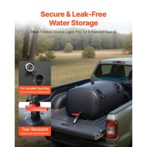 water storage bladder, 30 gal collapsible water storage bag, wear resistant 1000d pvc soft waters bag, leakproof camping tank containers for garden irrigation rv emergency use, black