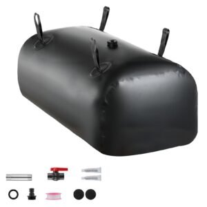 Water Storage Bladder, 30 Gal Collapsible Water Storage Bag, Wear-Resistant 1000D PVC Soft Waters Bag, Leakproof Camping Tank Containers for Garden Irrigation RV Emergency Use, Black