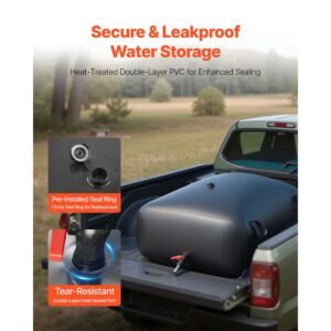 water storage bladder, 87.2 gal collapsible water storage bag, wear resistant 1000d pvc soft waters bag, leakproof camping tank containers for garden irrigation rv emergency use, black