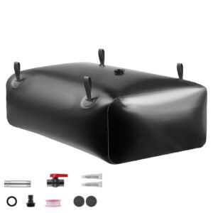 Water Storage Bladder, 87.2 Gal Collapsible Water Storage Bag, Wear-Resistant 1000D PVC Soft Waters Bag, Leakproof Camping Tank Containers for Garden Irrigation RV Emergency Use, Black