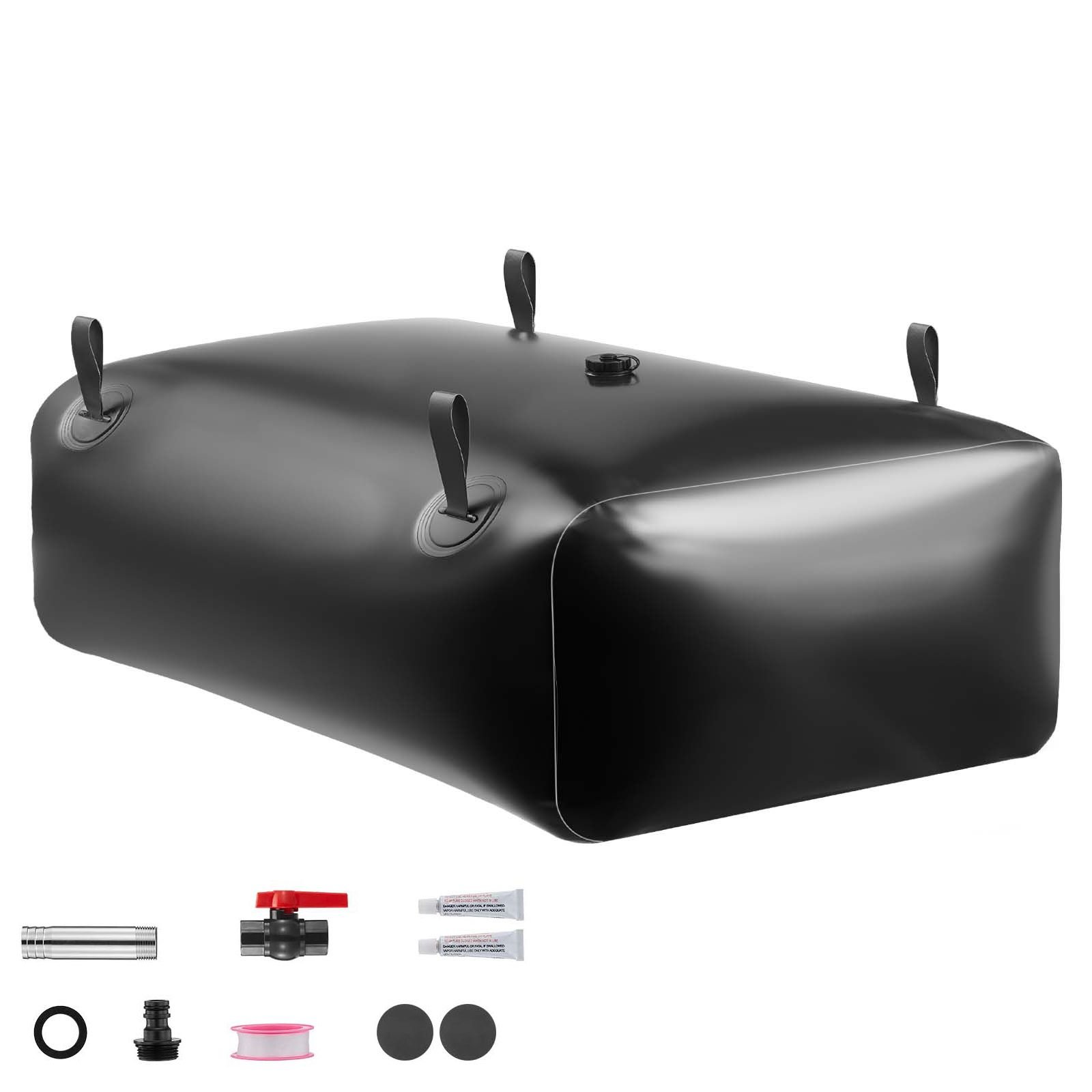 water storage bladder, 87.2 gal collapsible water storage bag, wear resistant 1000d pvc soft waters bag, leakproof camping tank containers for garden irrigation rv emergency use, black