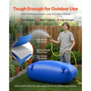 water storage bladder, 87.2 gal collapsible water storage bag, wear resistant 1000d pvc soft waters bag, leakproof camping tank containers for garden irrigation rv emergency use, blue