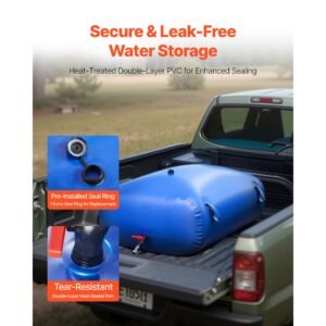 water storage bladder, 87.2 gal collapsible water storage bag, wear resistant 1000d pvc soft waters bag, leakproof camping tank containers for garden irrigation rv emergency use, blue