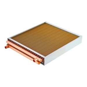 Water to Air Heat Exchanger, 22 x 22 in Finned Tube HVAC Heat Exchanger Coil with Copper Tubes & Aluminum Fins, 190K BTU Output for Outdoor Wood Furnace, Hydronic Heating & Cooling Systems