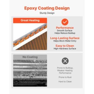 water to air heat exchanger, 22 x 22 in finned tube hvac heat exchanger coil with copper tubes & aluminum fins, 190k btu output for outdoor wood furnace, hydronic heating & cooling systems