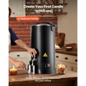 wax melter for candle making, 15.9 qts, fast and even heating, with easy pour spout and temperature control, hourglass base for non stick smooth flow, wax melting pot for making candles soaps