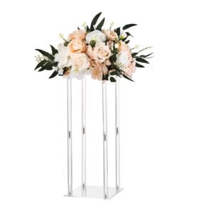 wedding flower stand, 10pcs 19.69 inch column flower stand, floral stands with acrylic laminate, cylindrical cubic floral display rack for wedding, party, birthday, home, centerpiece stands