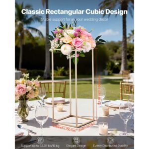 wedding flower stand, 10pcs 23.62 inch column flower stand, floral stands with hidden screw, rectangular cubic floral display rack for wedding, party, birthday, home, gold centerpiece stands