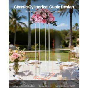 wedding flower stand, 10pcs 31.5 inch column flower stand, floral stands with acrylic laminate, cylindrical cubic floral display rack for wedding, party, birthday, home, centerpiece stands