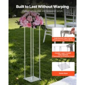 wedding flower stand, 10pcs 31.5 inch column flower stand, floral stands with acrylic laminate, cylindrical cubic floral display rack for wedding, party, birthday, home, centerpiece stands