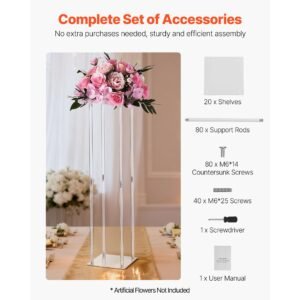 wedding flower stand, 10pcs 31.5 inch column flower stand, floral stands with acrylic laminate, cylindrical cubic floral display rack for wedding, party, birthday, home, centerpiece stands