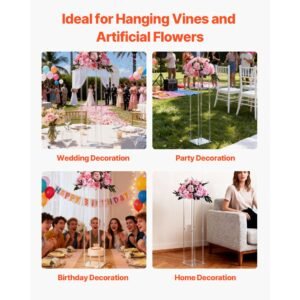 wedding flower stand, 10pcs 31.5 inch column flower stand, floral stands with acrylic laminate, cylindrical cubic floral display rack for wedding, party, birthday, home, centerpiece stands