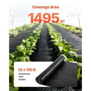 weed barrier fabric heavy duty, 13x115ft 3.5oz landscape fabric, woven weed blocker fabrics, garden fabrics weeds barrier, weeds control ground cover, geotextile webbing, gardening mat, black