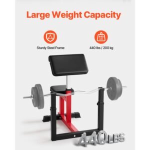 weight bench with leg extension, strength training benches, max load 440 lbs home gym bench fitness equipment, seated arm isolated barbell dumbbell bicep station, workout bench for home gym