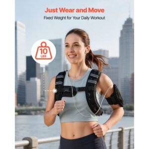 weighted vest, 10 lbs body weight vest for men women, with reflective stripe, adjustable buckle, workout equipment for strength training, running, jogging, fitness, muscle building, weight loss