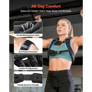 weighted vest, 25 lbs body weight vest for men women, with reflective stripe, adjustable buckle, workout equipment for strength training, running, jogging, fitness, muscle building, weight loss